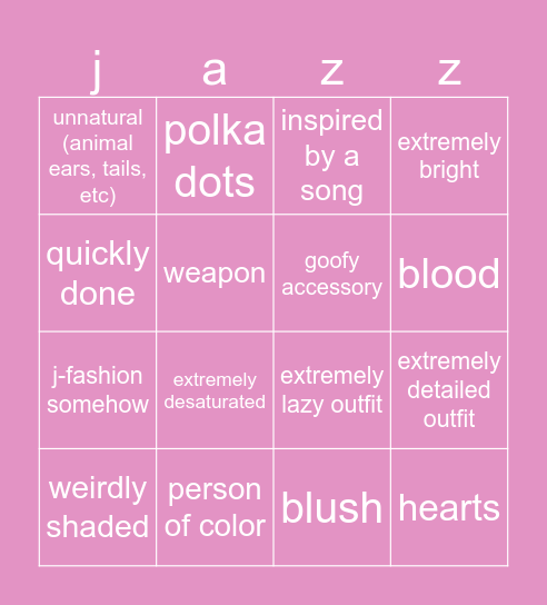 jazmines drawings Bingo Card