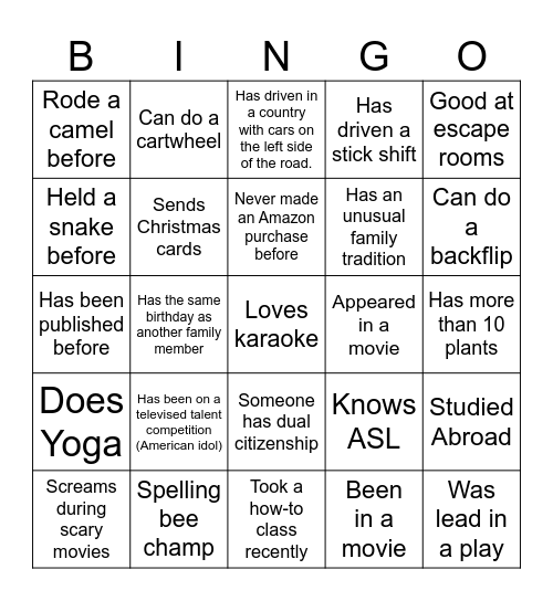 GHX Food For Thought Bingo Card