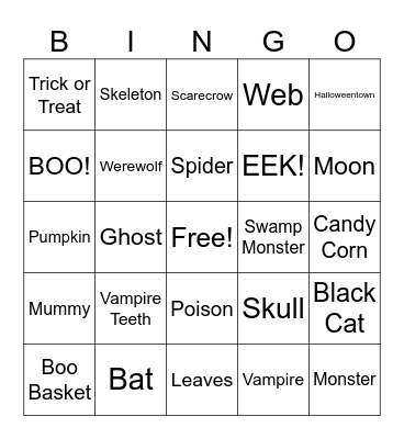Spooky Bingo Card
