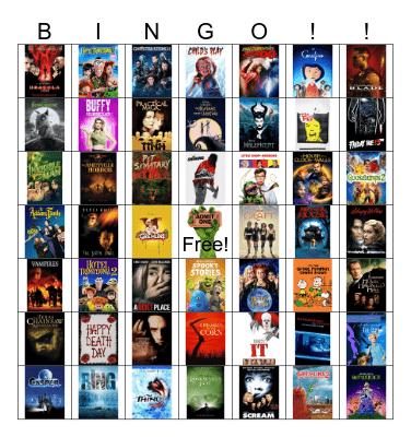 Halloween Movies Bingo Card