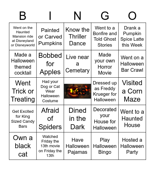 Happy Halloween Bingo Card