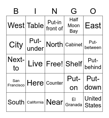 10/ 16 Vocab Bingo Card