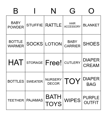 BABY SHOWER BINGO Card