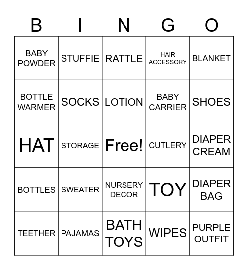 BABY SHOWER BINGO Card