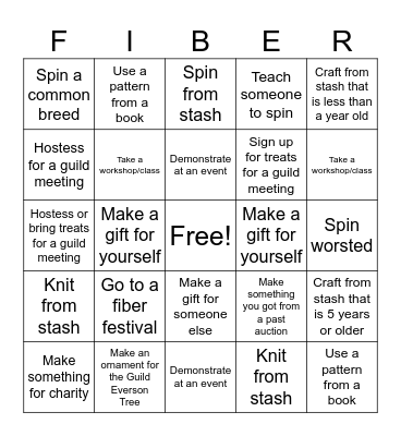 Golden Fleece Spinners 2023 - 2024 Bingo Card