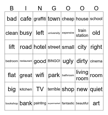 Places in town Bingo Card