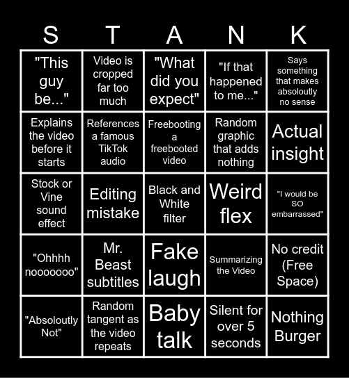 Sssniperwolf Bbbingo Card