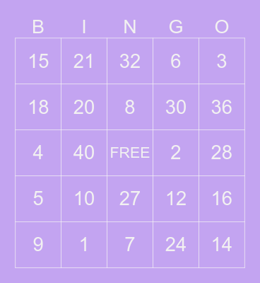 MULTIPLICATION Bingo Card