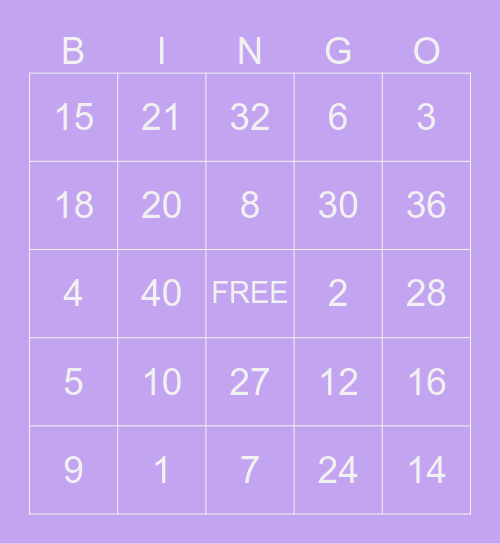 MULTIPLICATION Bingo Card