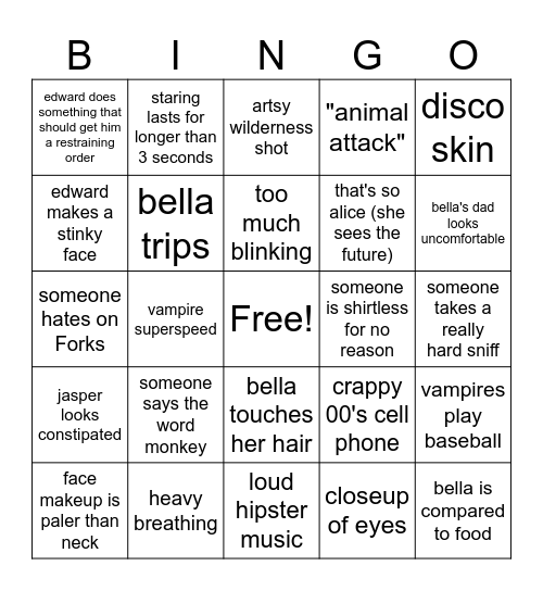 Twilight Bingo Card