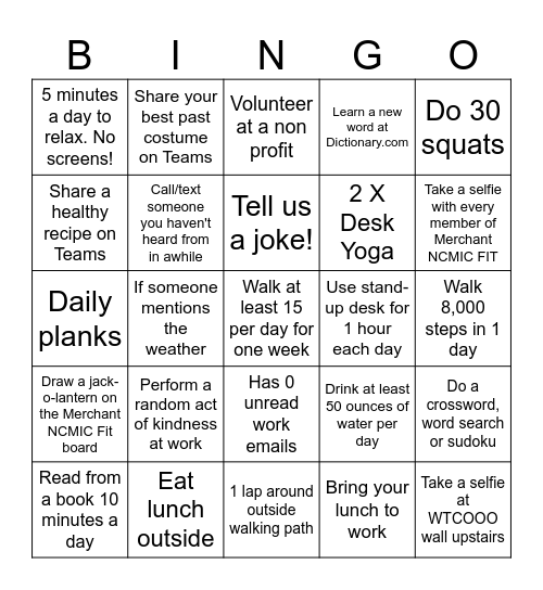 MERCHANT FIT Bingo Card