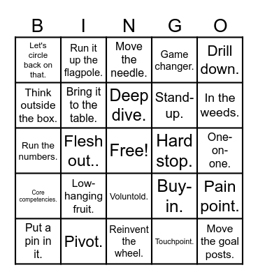Sales Huddle Bingo Card