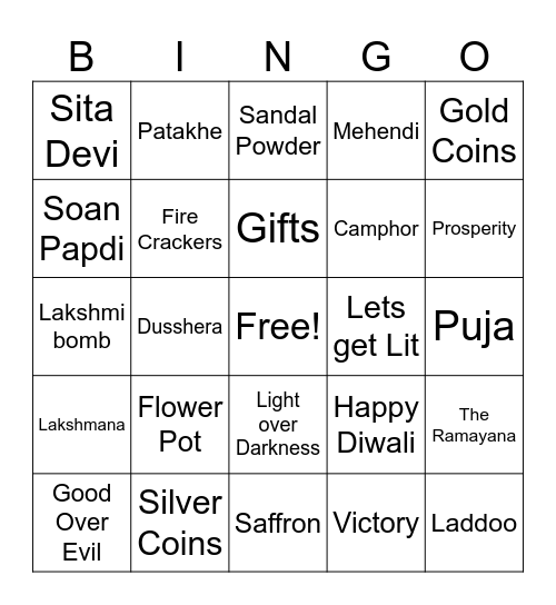 Diwali Bingo 2023 Bingo Card