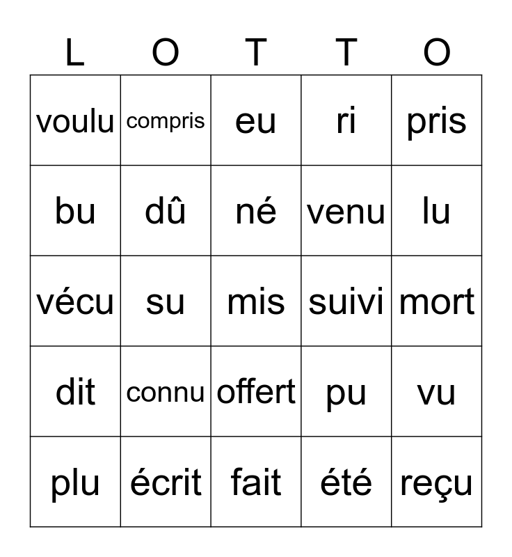 irregular-past-participles-french-bingo-card