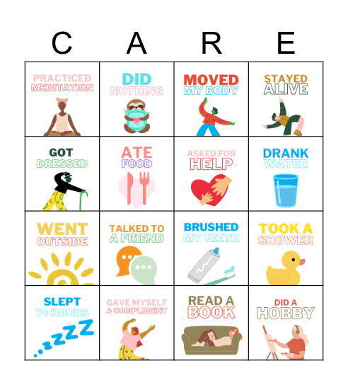 Self Care Bingo Card