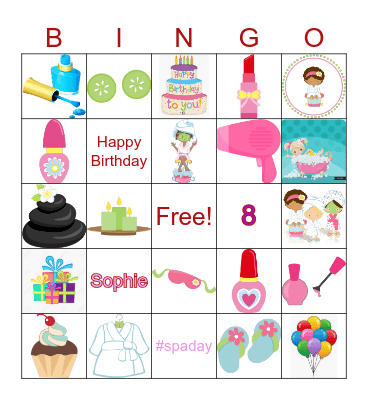 Spa Party Bingo Card