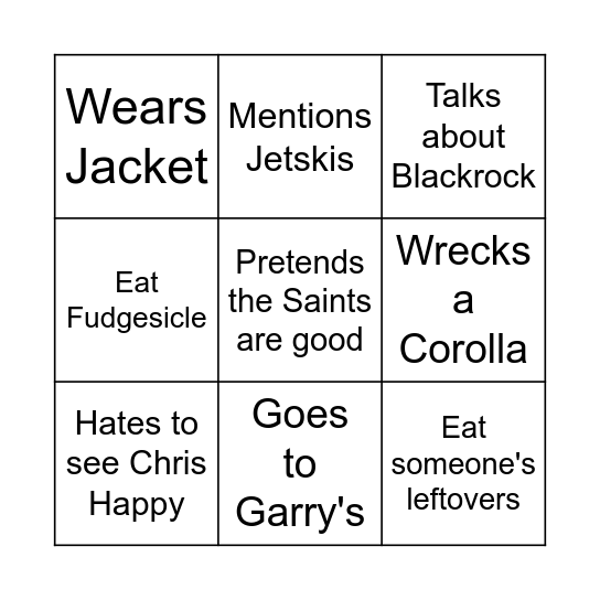 Alex Carlan Bingo Card