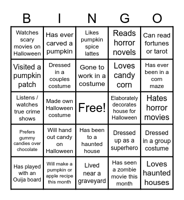 Halloween Bingo Card