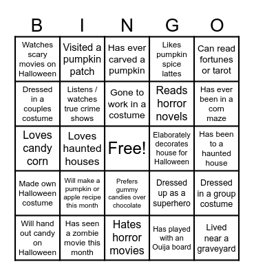 Halloween Bingo Card