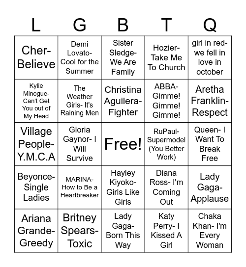 LGBTQ+ Bingo Card