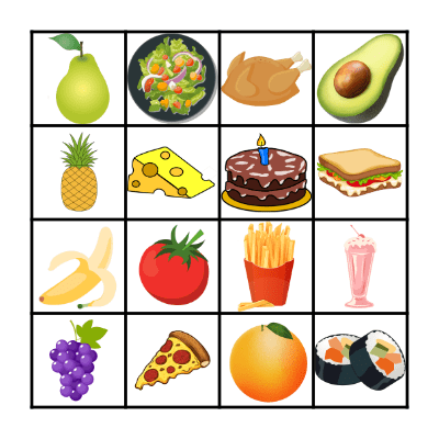 FOOD BINGO Card