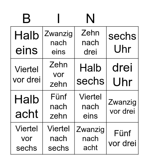 Time - Stimmt 2 Module 4 Mein Tagesablauf Bingo Card