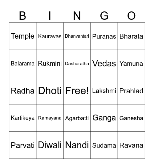 Desi Bingo Edition Bingo Card