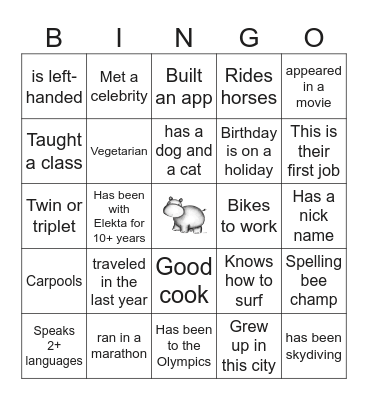 Fun Facts Bingo Card Bingo Card