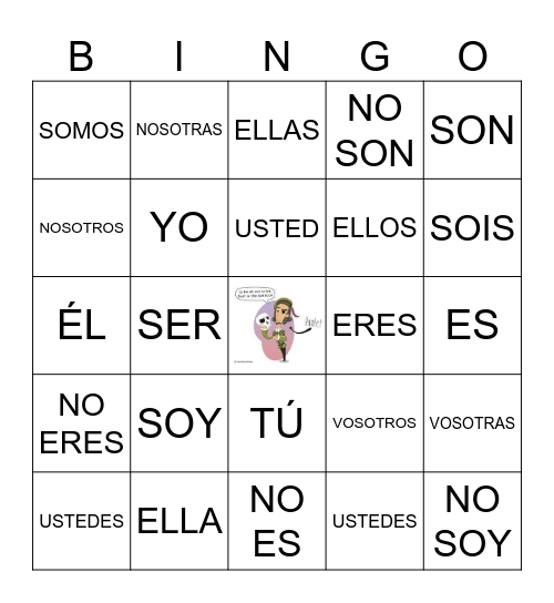 PRONOMBRES Y VERBO SER Bingo Card