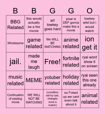 PIXAR AI Bingo Card