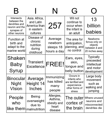 Chapter 5 Bingo Card
