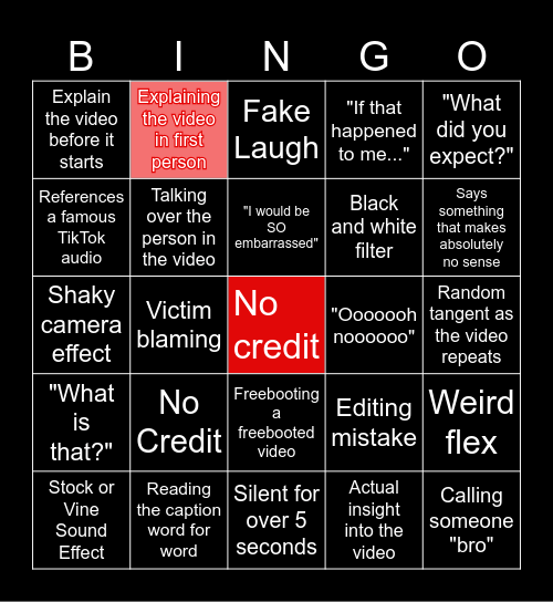 SSSniperwolf Bingo Card