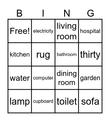 At Home Bingo Card