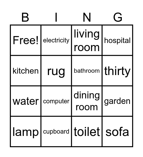 At Home Bingo Card