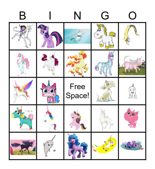 Unicorns Bingo Card
