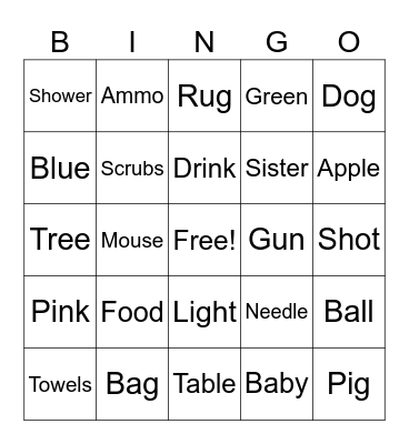 English Bingo Card