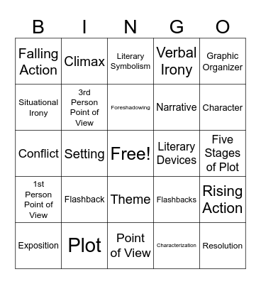 Literary Devices Bingo Card