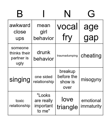 love is blind bingo Card