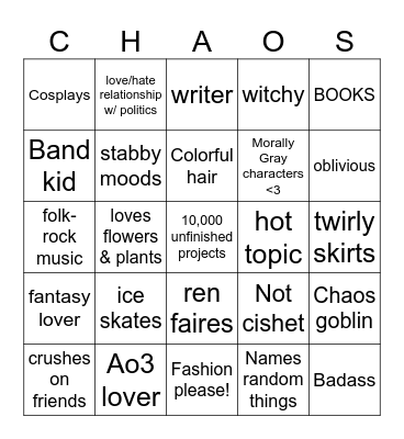 Jo's Bingo Card