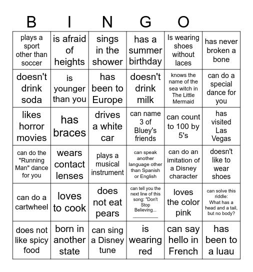 Find Someone Who... (March) Bingo Card