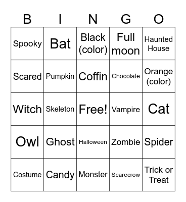 ASL Halloween Bingo!!! Bingo Card