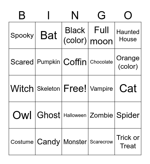 ASL Halloween Bingo!!! Bingo Card
