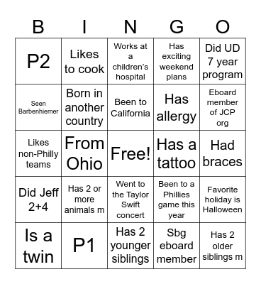 Find Someone Who… Bingo Card