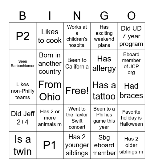 Find Someone Who… Bingo Card