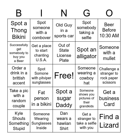 Brocation Bingo Card