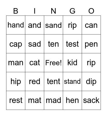 Jolly Phonics - Group 2 Bingo Card