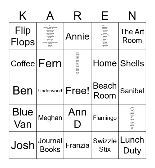 Retirement Bingo Card