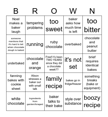 Chocolate Week 2023 Bingo Card