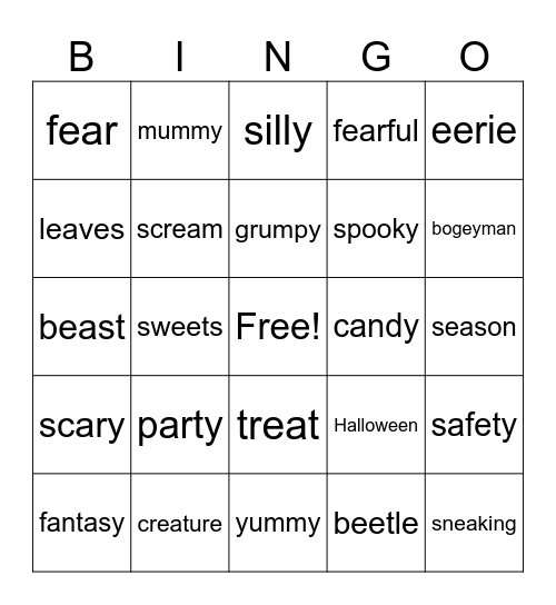 Long e:  ee, ea, ey, y Bingo Card