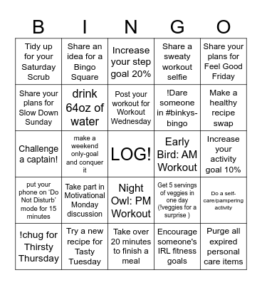 BINKY'S BINGO Card
